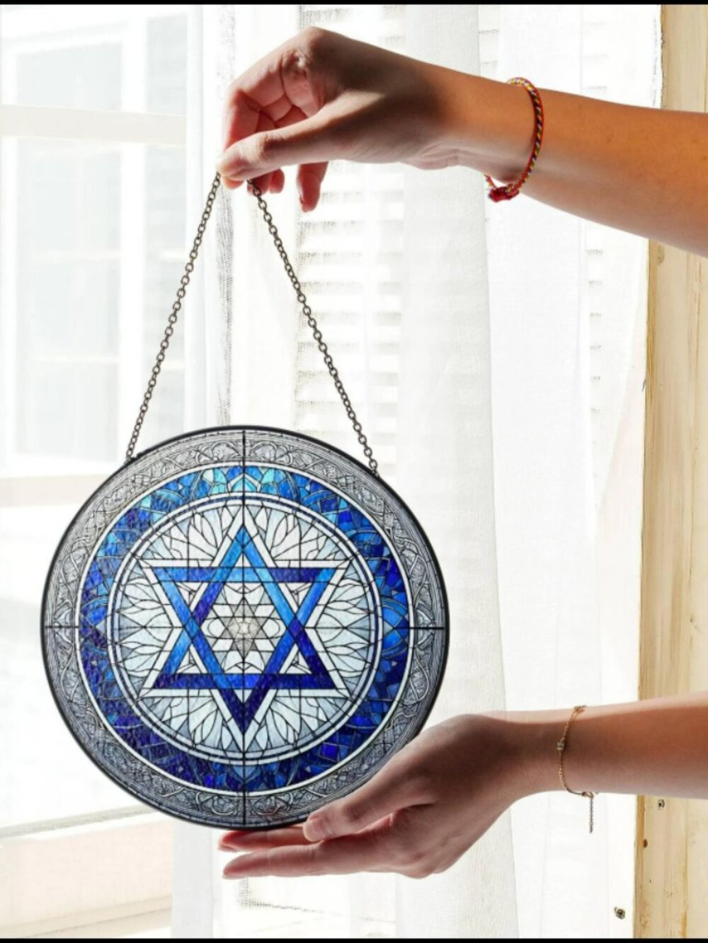 Star of David Suncatcher: Faux Stained Glass Hanukkah Decor